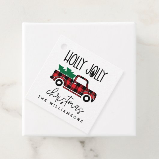 Buffalo Pset Red  Truck Name Holiday Bedankjes Labels (In situ)