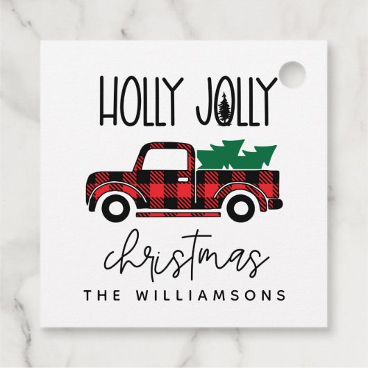 Buffalo Pset Red  Truck Name Holiday Bedankjes Labels (Achterkant)