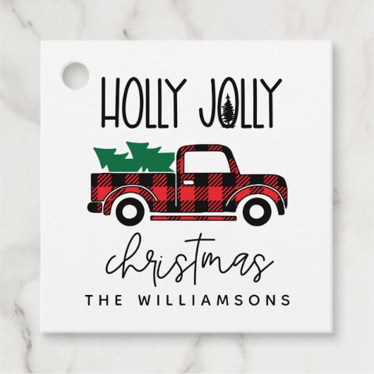 Buffalo Pset Red  Truck Name Holiday Bedankjes Labels (Voorkant)