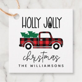 Buffalo Pset Red  Truck Name Holiday Bedankjes Labels