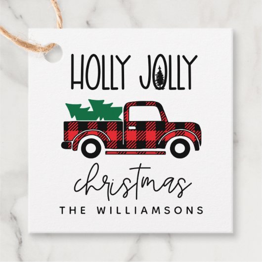 Buffalo Pset Red  Truck Name Holiday Bedankjes Labels (Voorkant)