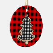 Buffalo Pset, rode kerstaven met Gingham Keramisch Ornament (Rechts)