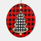 Buffalo Pset, rode kerstaven met Gingham Keramisch Ornament (Links)