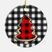 Buffalo Pset, rode kerstaven met Gingham Keramisch Ornament (Achterkant)