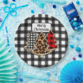 Buffalo Pset, rode kerstaven met Gingham Papieren Bordje (Feest)