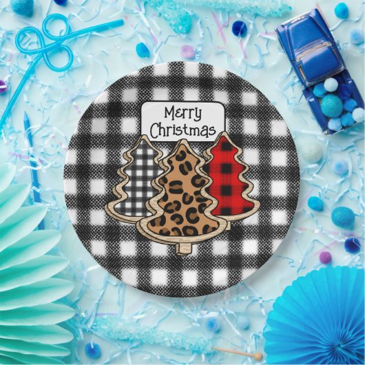 Buffalo Pset, rode kerstaven met Gingham Papieren Bordje (Feest)