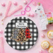 Buffalo Pset, rode kerstaven met Gingham Papieren Bordje (Feest)