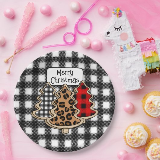 Buffalo Pset, rode kerstaven met Gingham Papieren Bordje (Feest)