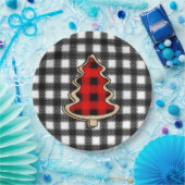 Buffalo Pset, rode kerstaven met Gingham Papieren Bordje (Feest)