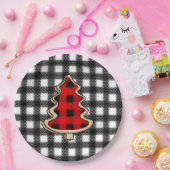 Buffalo Pset, rode kerstaven met Gingham Papieren Bordje (Feest)