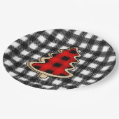 Buffalo Pset, rode kerstaven met Gingham Papieren Bordje (Gekanteld)