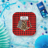 Buffalo Pset, rode kerstaven met Gingham Papieren Bordje (Feest)