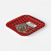 Buffalo Pset, rode kerstaven met Gingham Papieren Bordje (Gebogen)