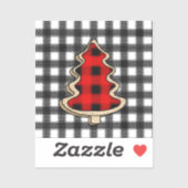 Buffalo Pset, rode kerstaven met Gingham Sticker (Vel)