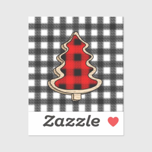 Buffalo Pset, rode kerstaven met Gingham Sticker (Vel)