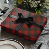 Buffalo Pset Rustic Black en Red Check Kerstmis Cadeaupapier