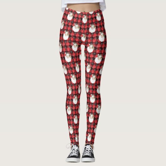 Buffalo Pset Santa met Snowflakes en sterren Leggings (Voorkant)