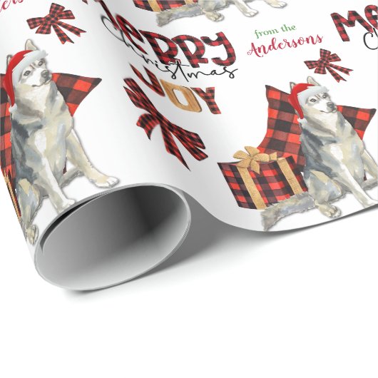 Buffalo Pset Siberian Husky Dog Kerstmis Cadeaupapier (Rol Hoek)