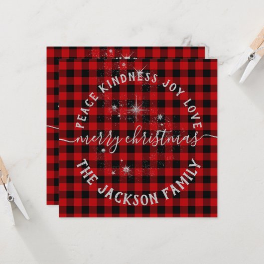 Buffalo Pset Silver Script Merry-kerstkaart Kaart (Voorkant / Achterkant in situ)