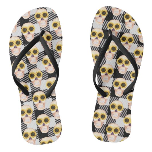 Buffalo Pset Sunflower Skull Teenslippers (Voetbed)
