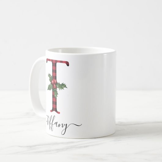 Buffalo Pset T Monogram kerstkoffie Mok (Voorkant links)