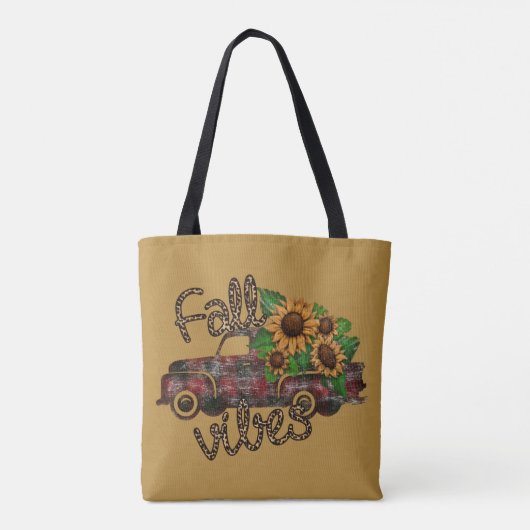 Buffalo Pset  Truck Sunflower Herfst Vibes Tote Bag (Achterkant)