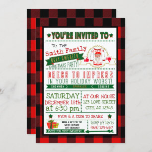 Buffalo Pset Ugly Sweater Kerstparty Invite Kaart