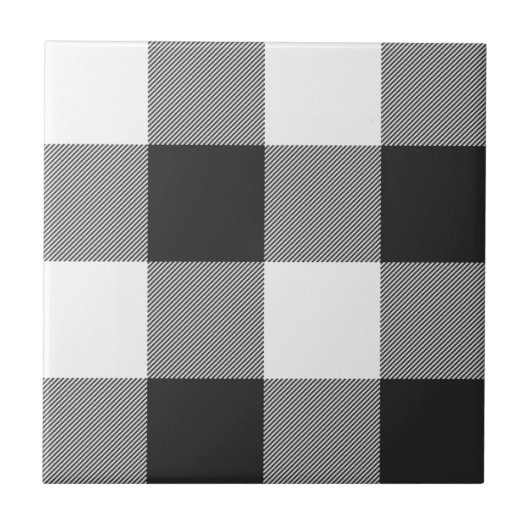 Buffalo Pset White Tartan Patroon Tegeltje (Voorkant)