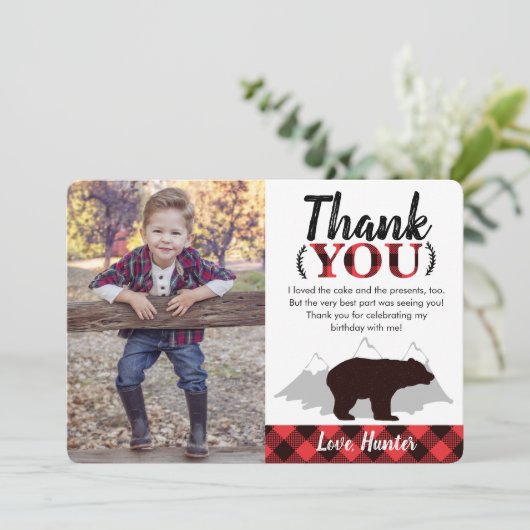 Buffalo Pset Wild Beer Lumberjack Foto Bedankkaart (Staand voorkant)