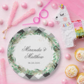 Buffalo Pset Winter Green Wreath Wedding Papieren Bordje (Feest)