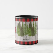 Buffalo Pset Wolf kerstbomen op hout Mok (Midden)