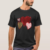 Buffalo Red Black Plaid And Leopard Hearts Valenti T-shirt (Voorkant)
