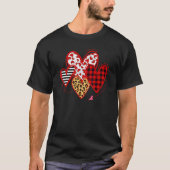 Buffalo Red Black Plaid And Leopard Hearts Valenti T-shirt (Voorkant)