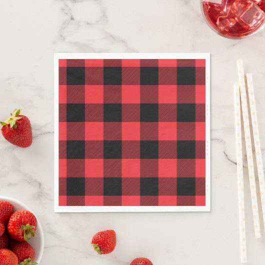 Buffalo Red Black Plaid Check Servet (Insitu)