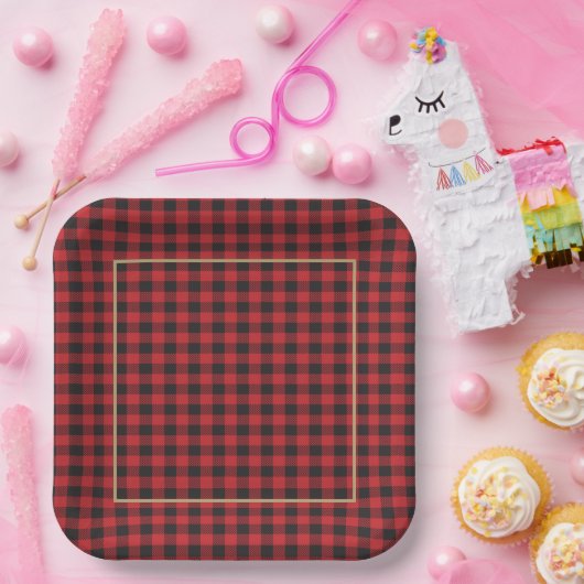 Buffalo Red Black Pset Classic Rustic Papieren Bordje (Feest)