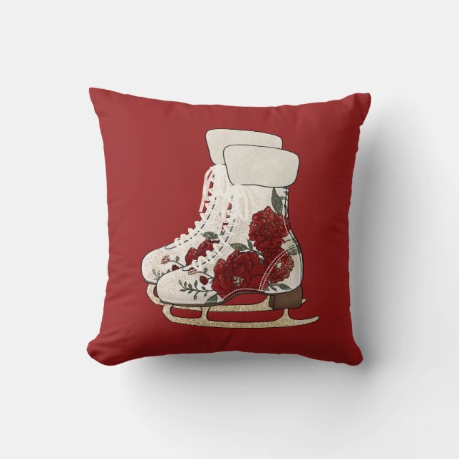 Buffalo Red Cabin Ice Schaats Pillow Kussen (Voorkant)