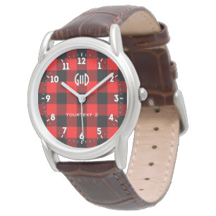 Buffalo Red en Black Lumberjack Pset Decor Horloge