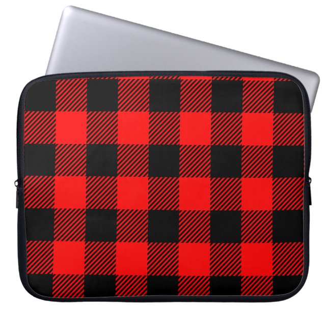 Buffalo Red en Black Lumberjack Pset Decor Laptop Sleeve (Voorkant)