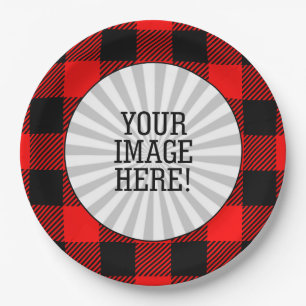 Buffalo Red en Black Lumberjack Pset Decor Papieren Bordje