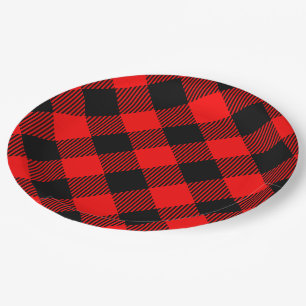 Buffalo Red en Black Lumberjack Pset Decor Papieren Bordje