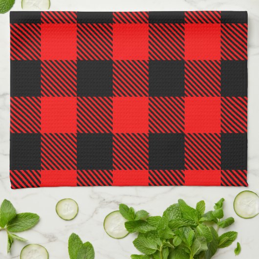 Buffalo Red en Black Lumberjack Pset Decor Theedoek (Gevouwen)