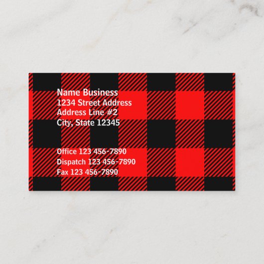 Buffalo Red en Black Lumberjack Pset Decor Visitekaartje (Achterkant)