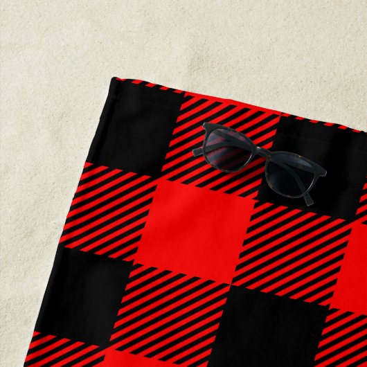 Buffalo Red en Black Lumberjack Style Pset Strandlaken (In situ)