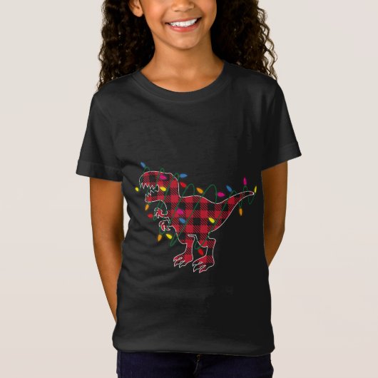 Buffalo Red Pset Dinosaur T Rex kerstlampjes T-shirt (Voorkant)