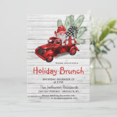  Buffalo Red Truck & Gnomes Holiday Brunch Kaart (Staand voorkant)