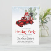  Buffalo Red Truck & Gnomes Holiday Party Kaart (Staand voorkant)