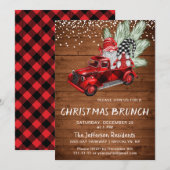  Buffalo Red Truck Gnomes kerst Brunch Kaart (Voorkant / Achterkant)