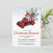  Buffalo Red Truck Gnomes kerst Brunch Kaart (Staand voorkant)