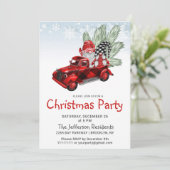  Buffalo Red Truck & Gnomes kerstparty Kaart (Staand voorkant)