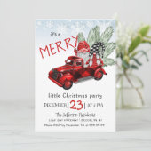 Buffalo Red Truck & Gnomes kerstparty Kaart (Staand voorkant)